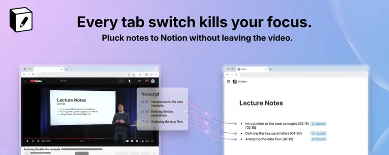 Diagram showing how tab switching between YouTube and Notion breaks study focus