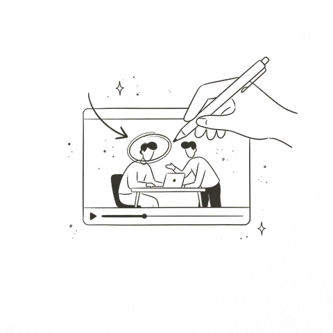 Video timeline with notes and screenshots illustration